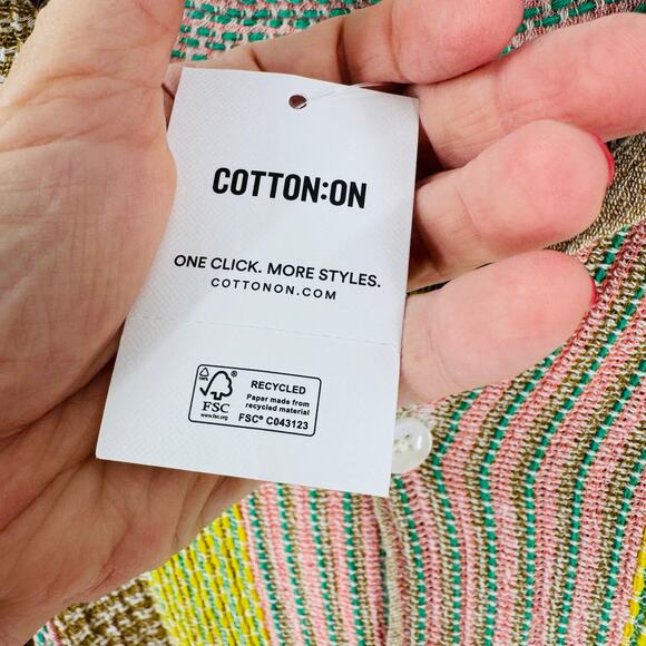 NWT Cotton On Striped Woven Button Front Shirt Size L Relaxed Fit - Picture 6 of 11